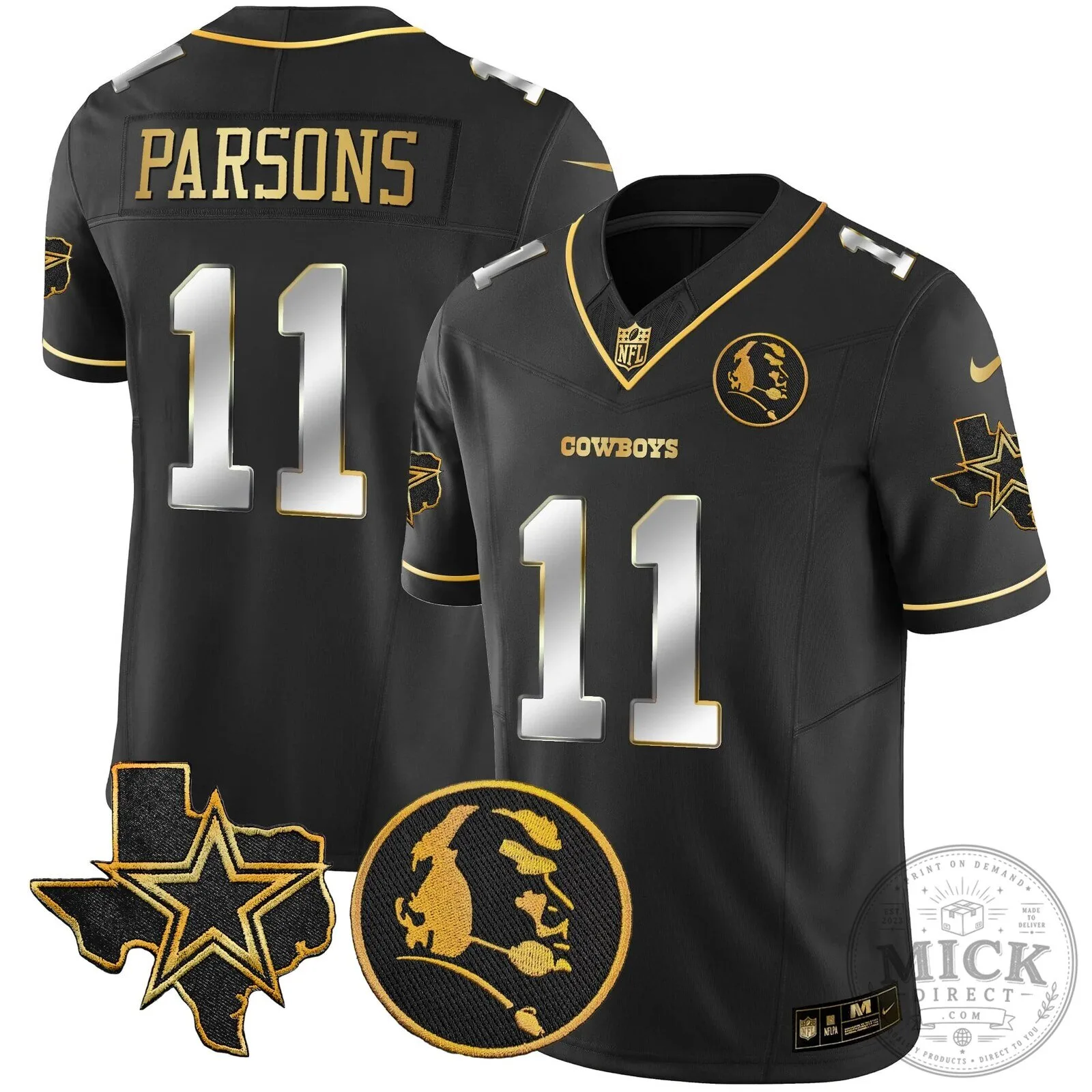 Dallas Cowboys John Madden Black and Gold Football Jersey 64 Dallas Cowboys John Madden Black and Gold Football Jersey