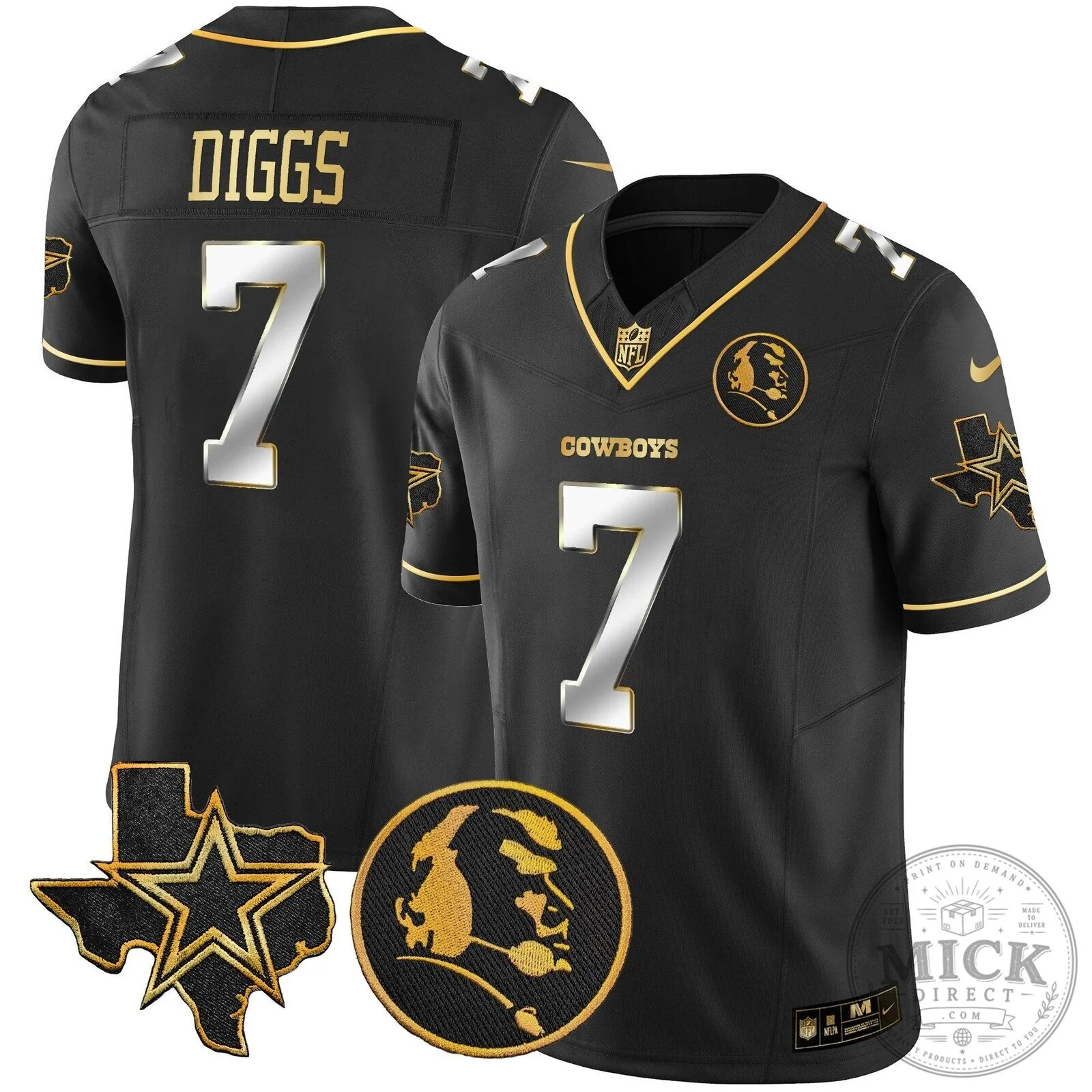 Dallas Cowboys John Madden Black and Gold Football Jersey 66 Dallas Cowboys John Madden Black and Gold Football Jersey