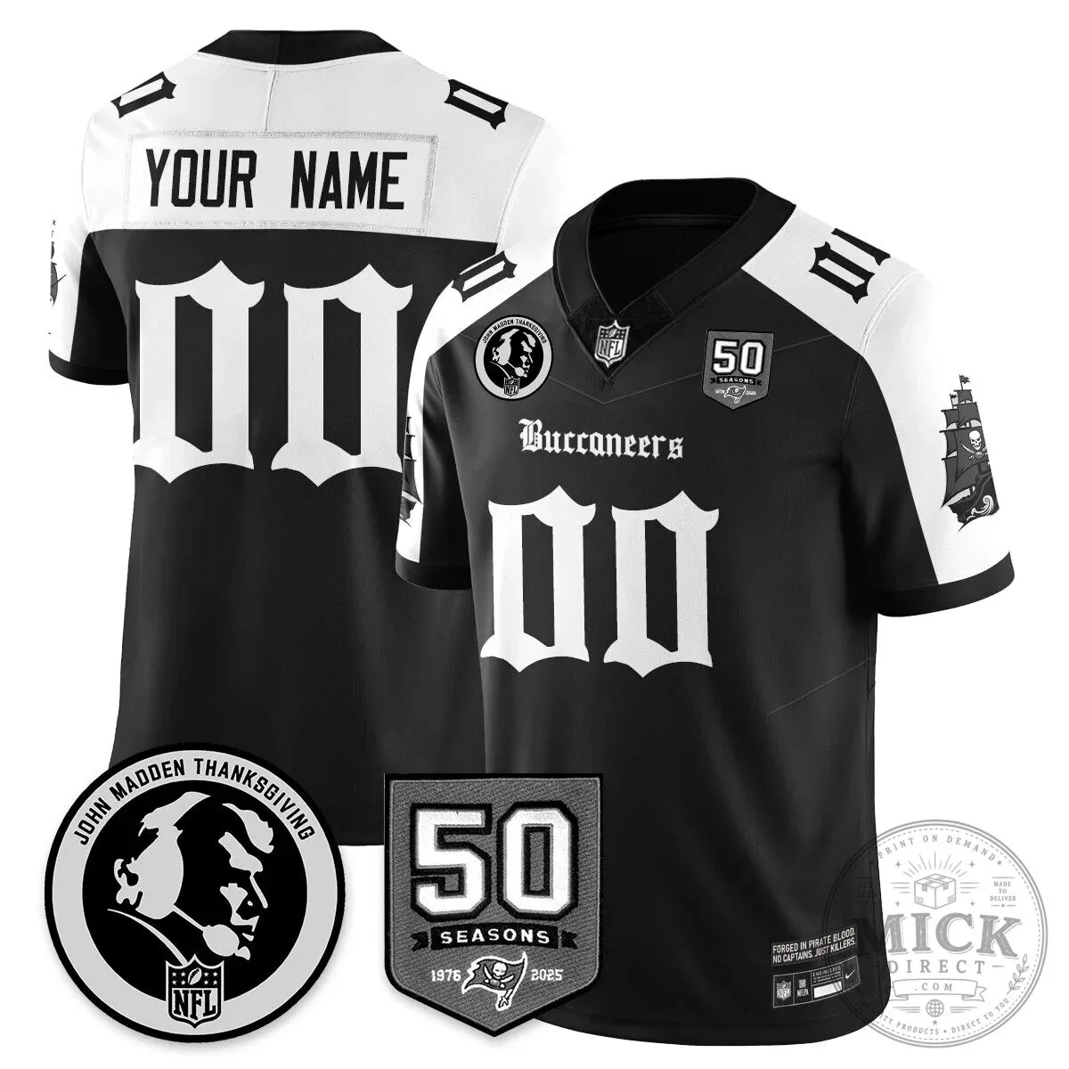John Madden Tampa Bay Buccaneers 50 Seasons Black Football Jersey