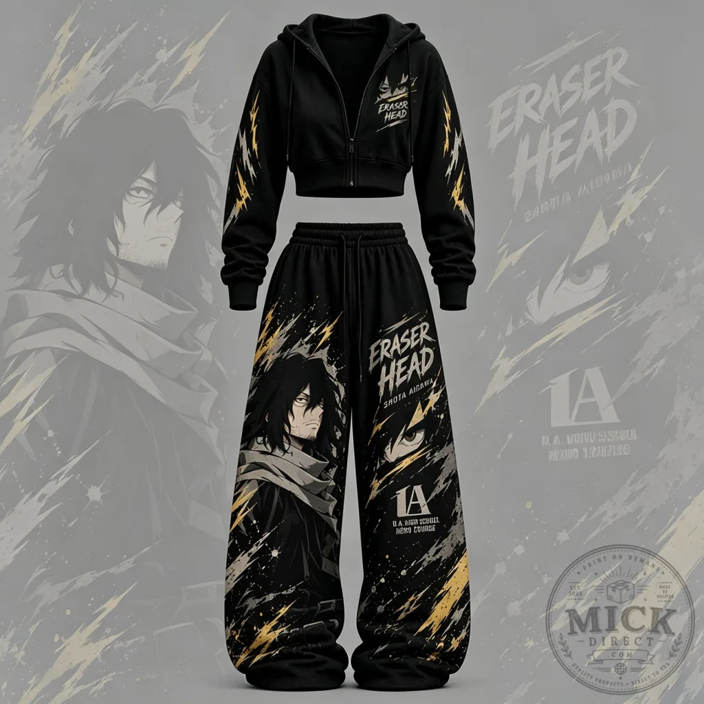 My Hero Academia Eraser Head Shota Aizawa Cropped Hoodie and Pants Set My Hero Academia Eraser Head Shota Aizawa Cropped Hoodie and Pants Set