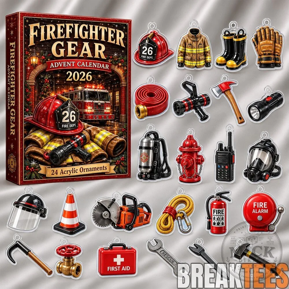 Firefighter Gear 2026 Advent Calendar with 24 Acrylic Ornaments