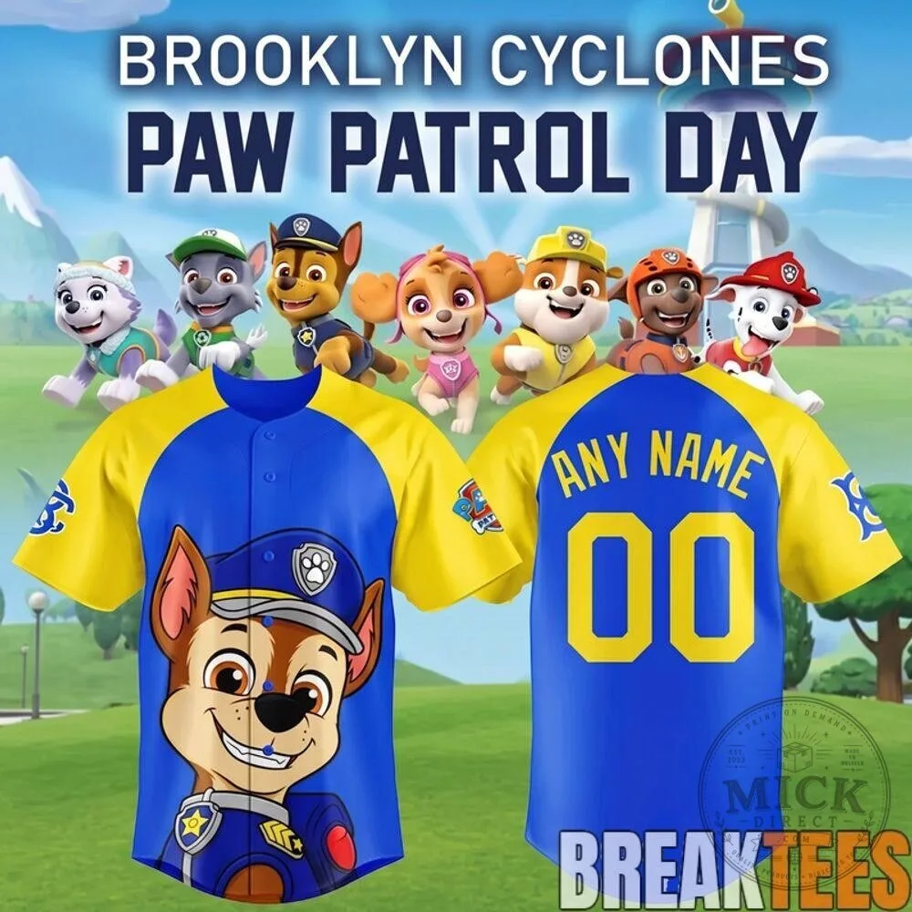 Brooklyn Cyclones Paw Patrol Day Chase Character Custom Baseball Jersey
