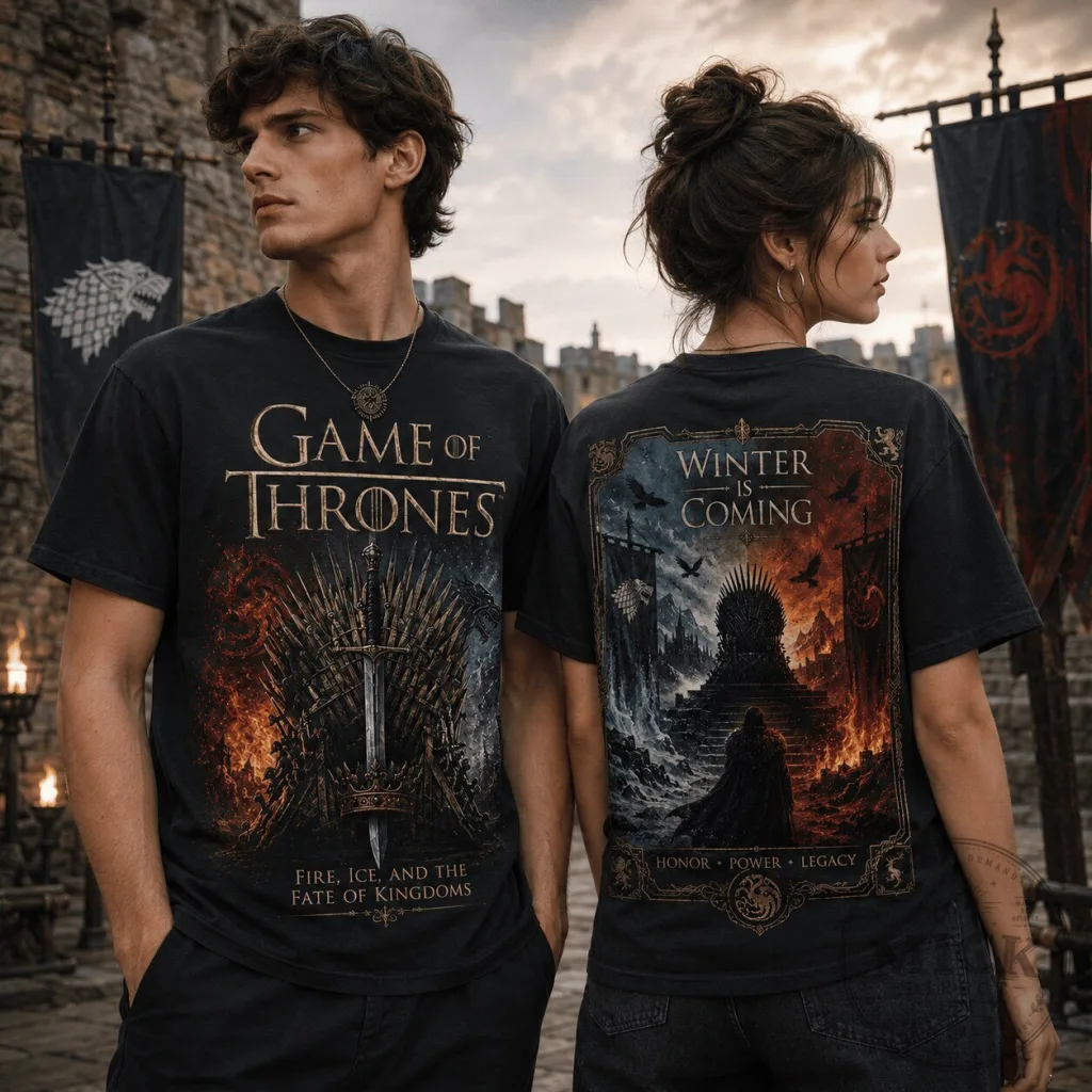 Winter is Coming T-Shirt featuring Game of Thrones Fire, Ice, and the Fate of Kingdoms Winter is Coming T-Shirt featuring Game of Thrones Fire, Ice, and the Fate of Kingdoms