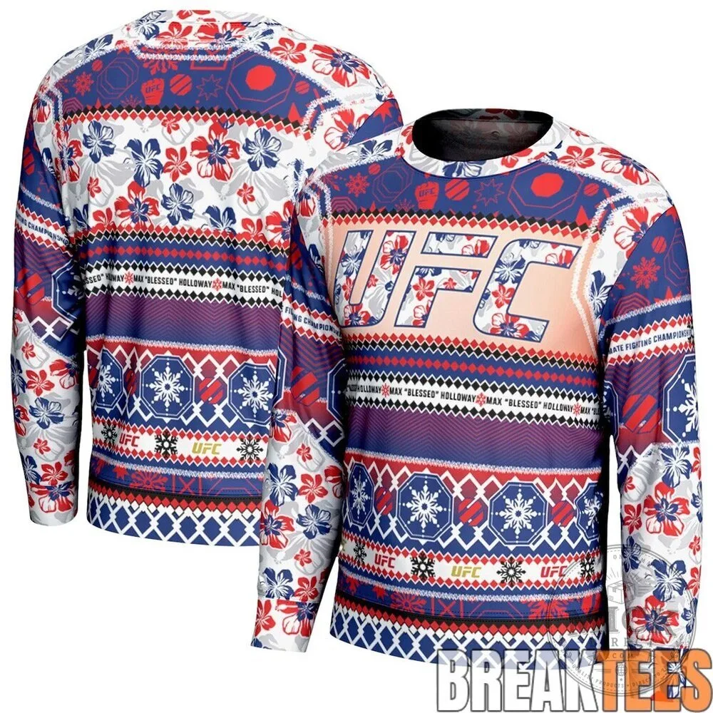 UFC Max Holloway Blessed Christmas Ugly Sweater Long Sleeve Shirt