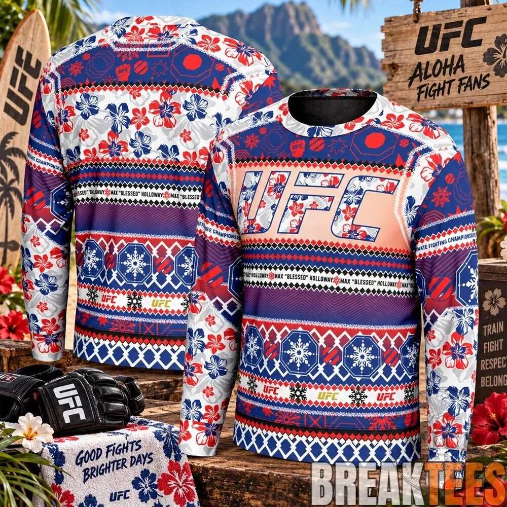 UFC Max Holloway Blessed Christmas Ugly Sweater Long Sleeve Shirt 8 UFC Max Holloway Blessed Christmas Ugly Sweater Long Sleeve Shirt