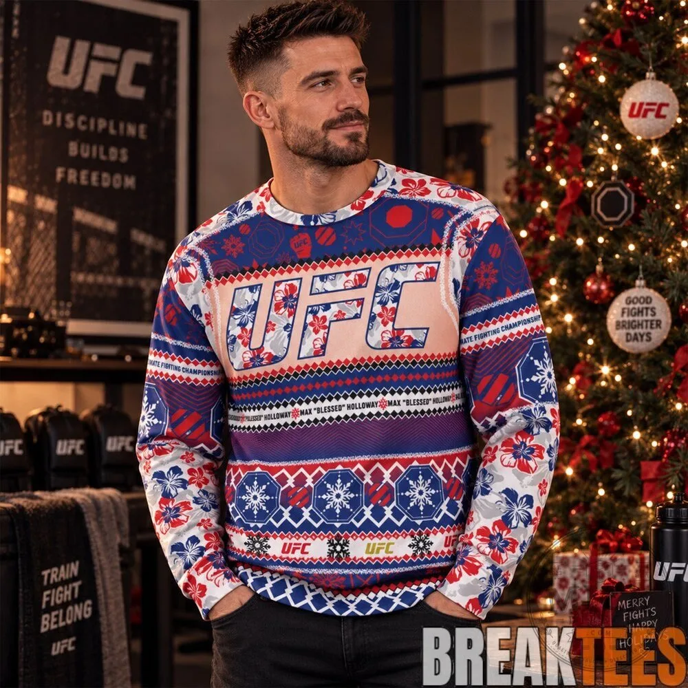 UFC Max Holloway Blessed Christmas Ugly Sweater Long Sleeve Shirt 9 UFC Max Holloway Blessed Christmas Ugly Sweater Long Sleeve Shirt