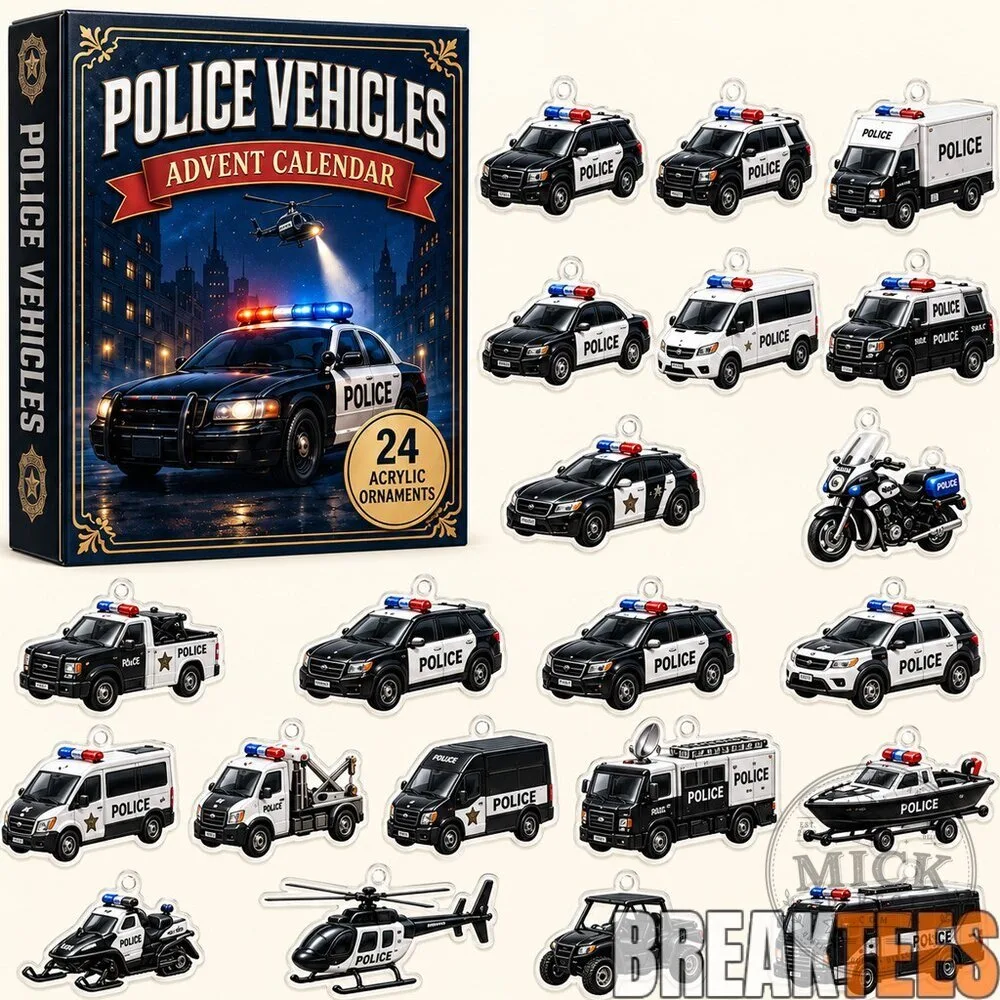 Police Vehicles Advent Calendar with 24 Acrylic Ornaments 2 Police Vehicles Advent Calendar with 24 Acrylic Ornaments