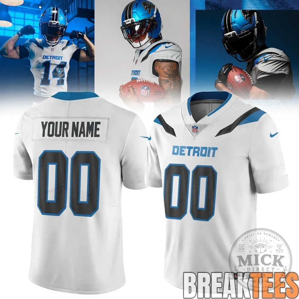 Detroit Lions NFL Football Team Custom Name And Number Fan Jersey