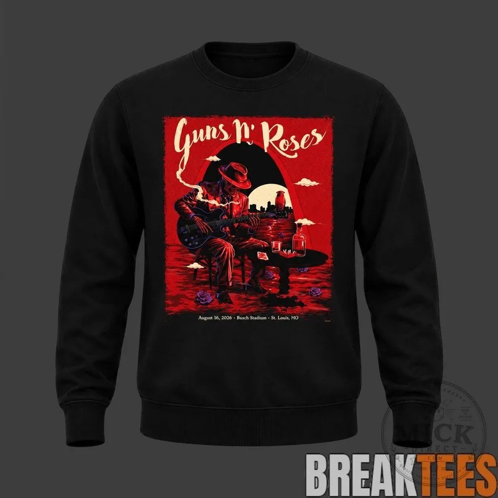 Guns N' Roses St. Louis Cardinals 2026 Busch Stadium Concert Sweatshirt 8 Guns N