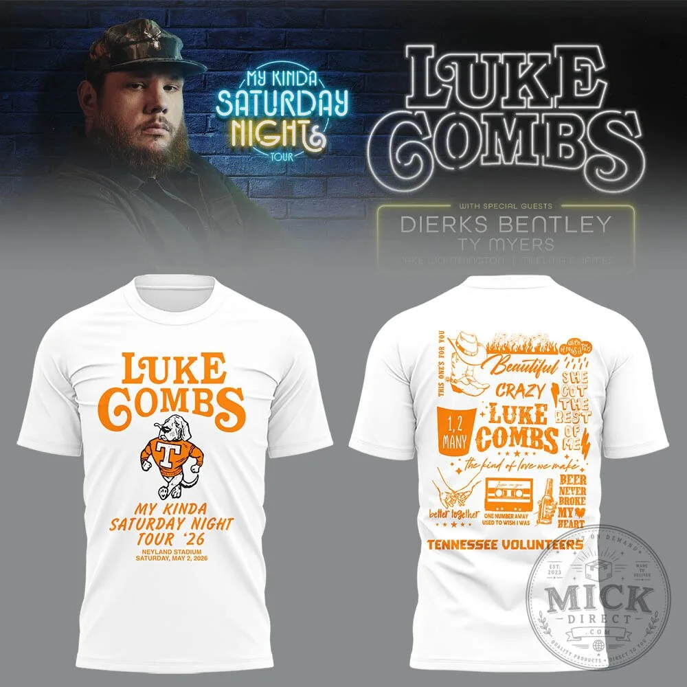 Luke Combs My Kinda Saturday Night Tour Neyland Stadium Concert T-Shirt