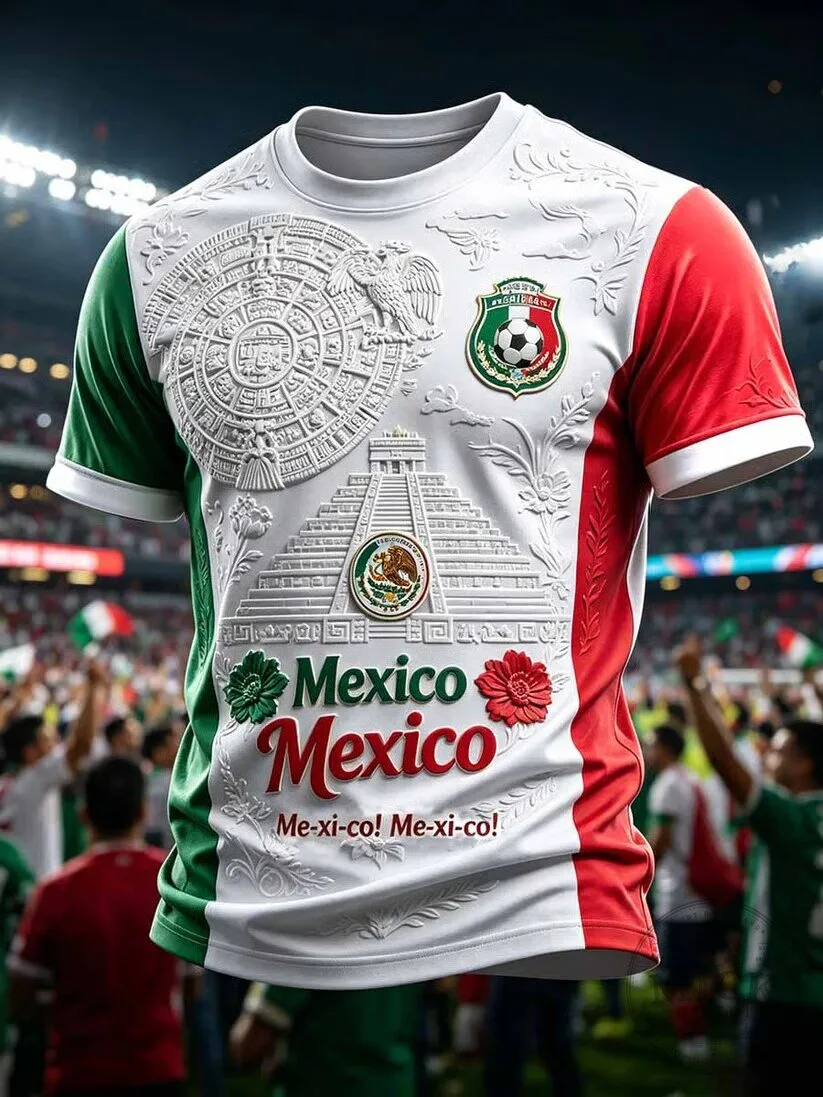 Mexico Soccer Aztec Calendar Pyramid Men's Football Jersey