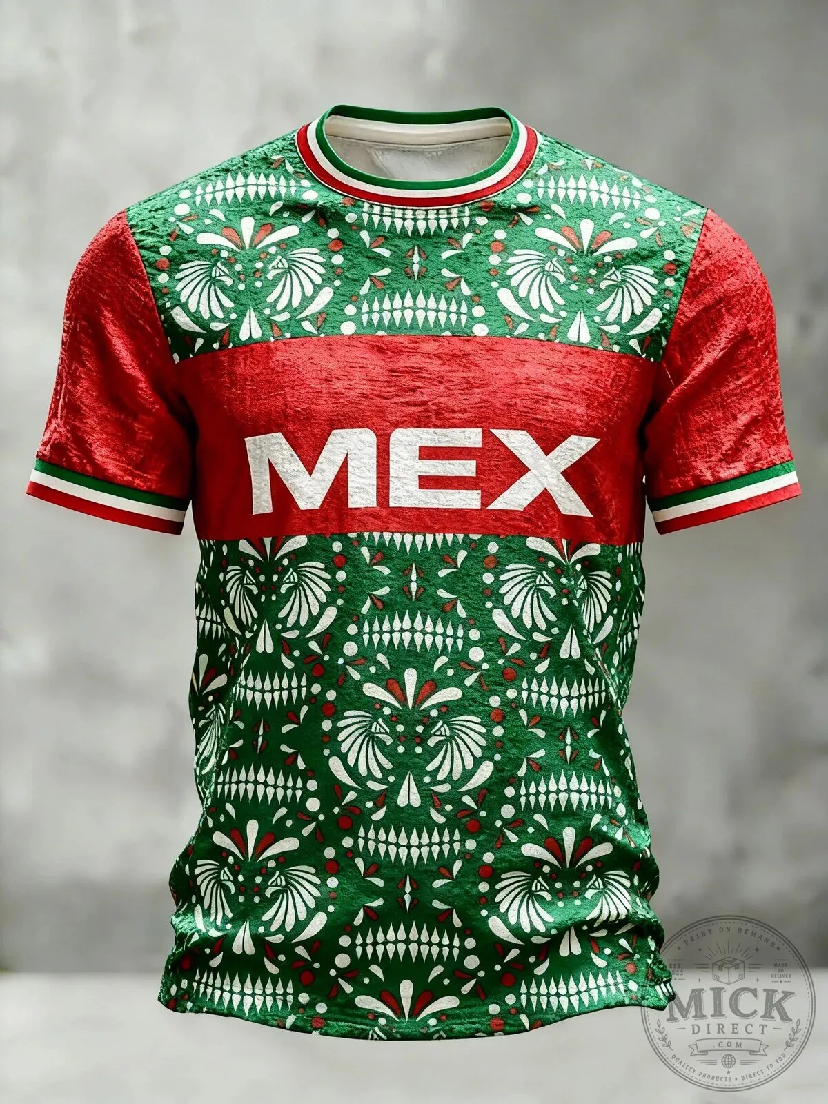 Mexico Soccer Print Casual Short Sleeve T-Shirt for Men