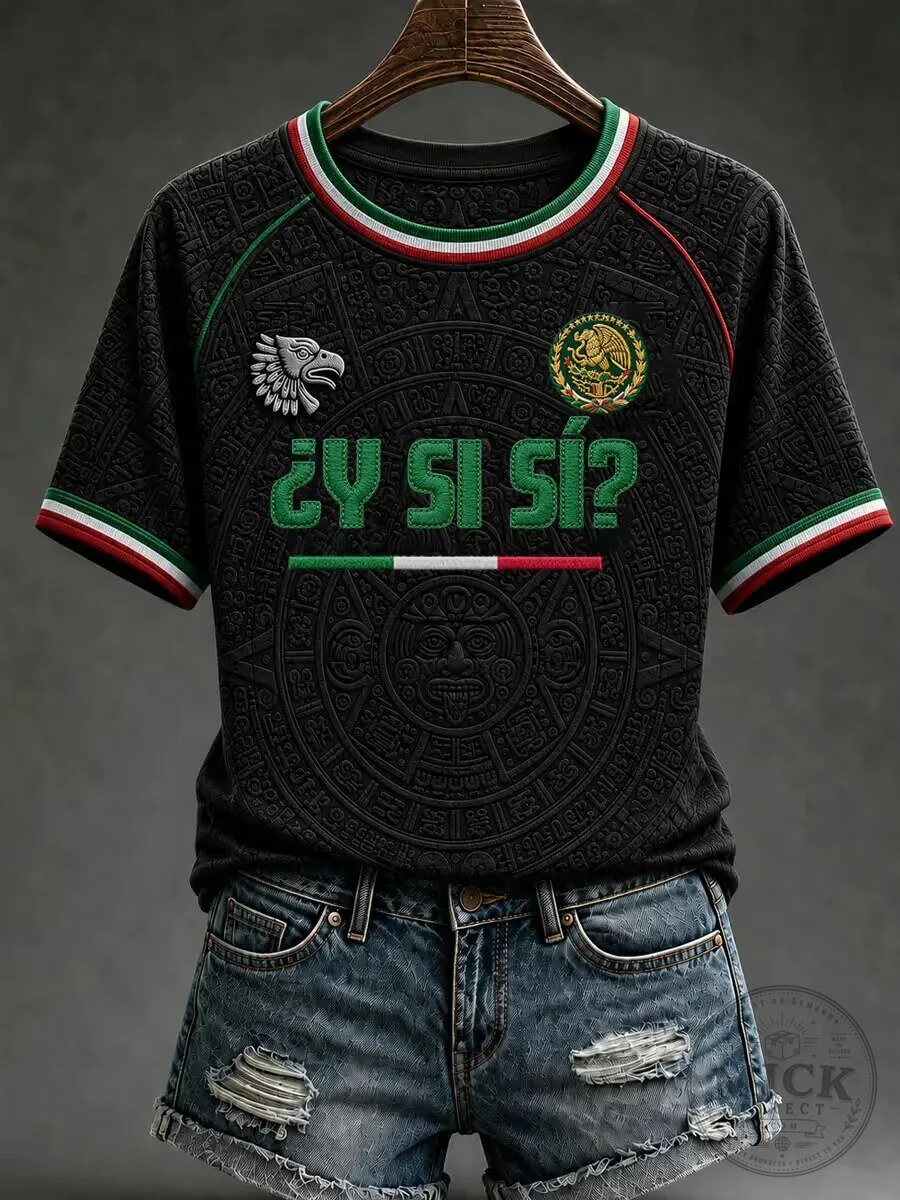 Mexico Soccer "¿Y Si Sí?" Aztec Calendar Black T-Shirt 3 Mexico Soccer "¿Y Si Sí?" Aztec Calendar Black T-Shirt