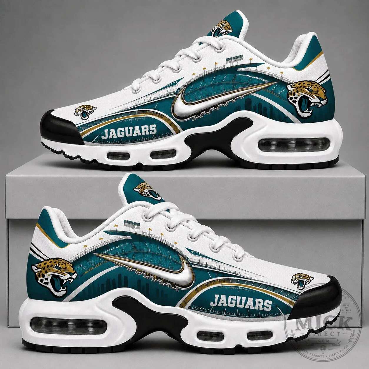 Jacksonville Jaguars NFL Team Logo White and Teal Air Max Shoes