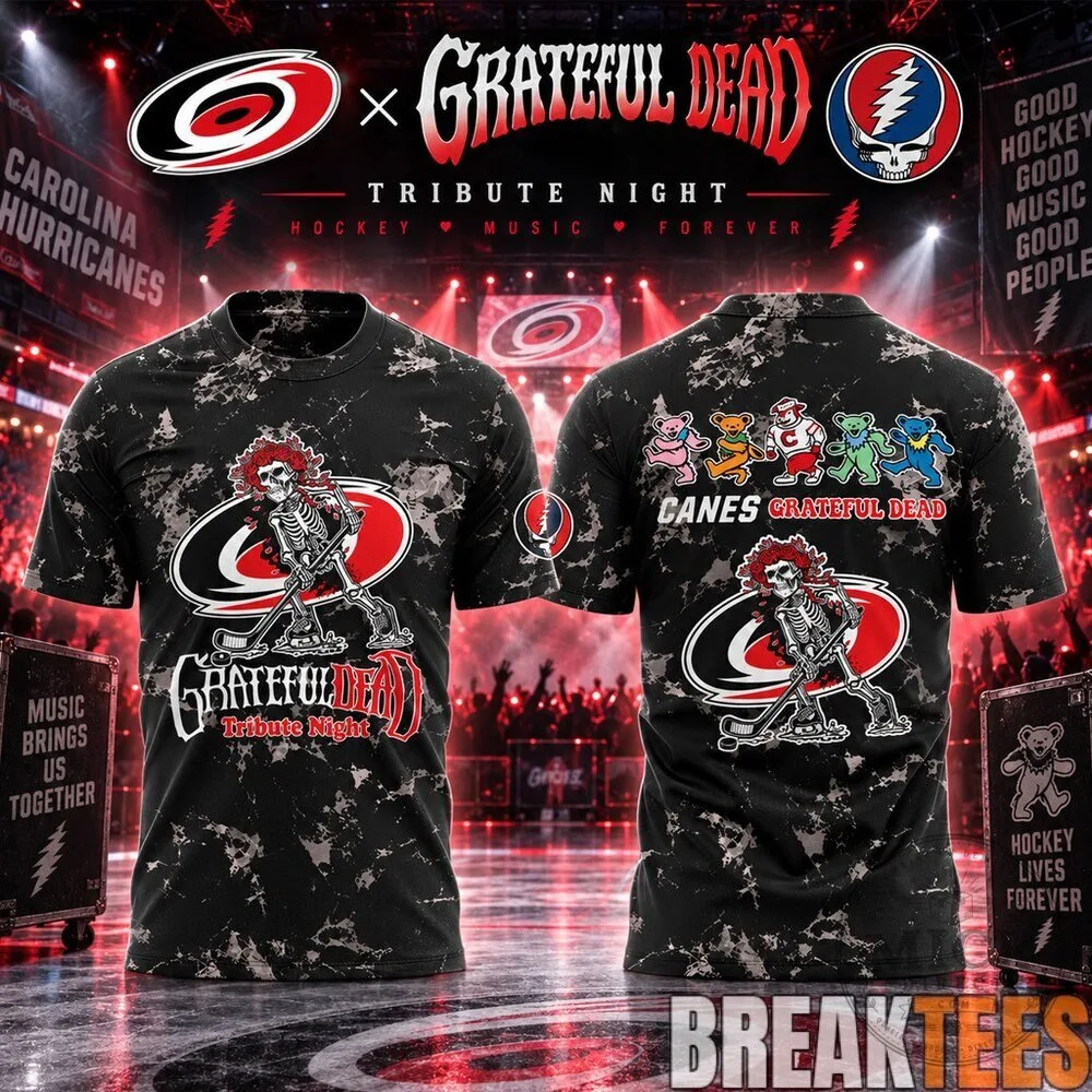 Carolina Hurricanes Grateful Dead Tribute Night Hockey Music T-Shirt