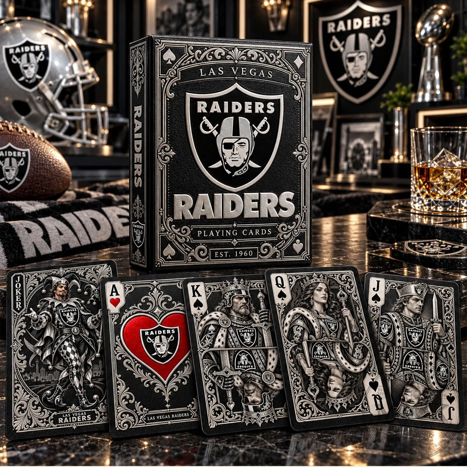 Las Vegas Raiders Football Team Playing Cards Deck