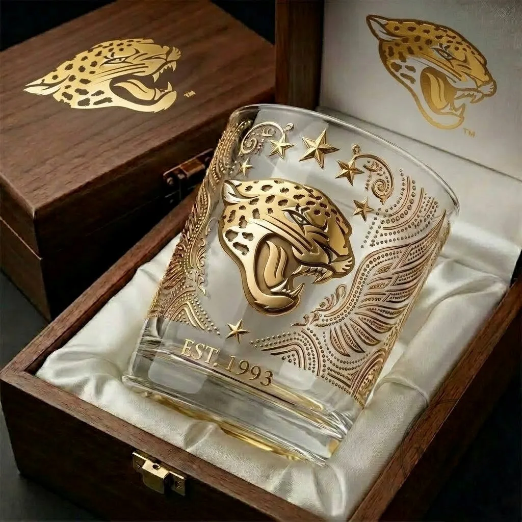 Jacksonville Jaguars Gold Tribal Edition Whiskey Glass
