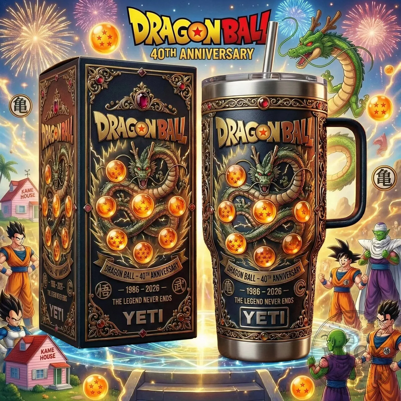 Dragon Ball 40th Anniversary Stainless Steel Insulated Tumbler with Handle