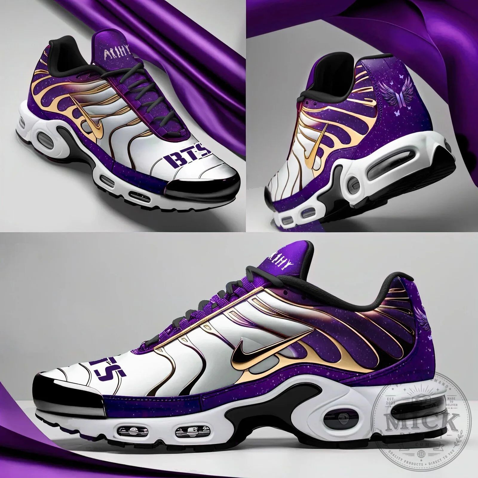 BTS Army Purple Gold Custom Designed Running Shoes
