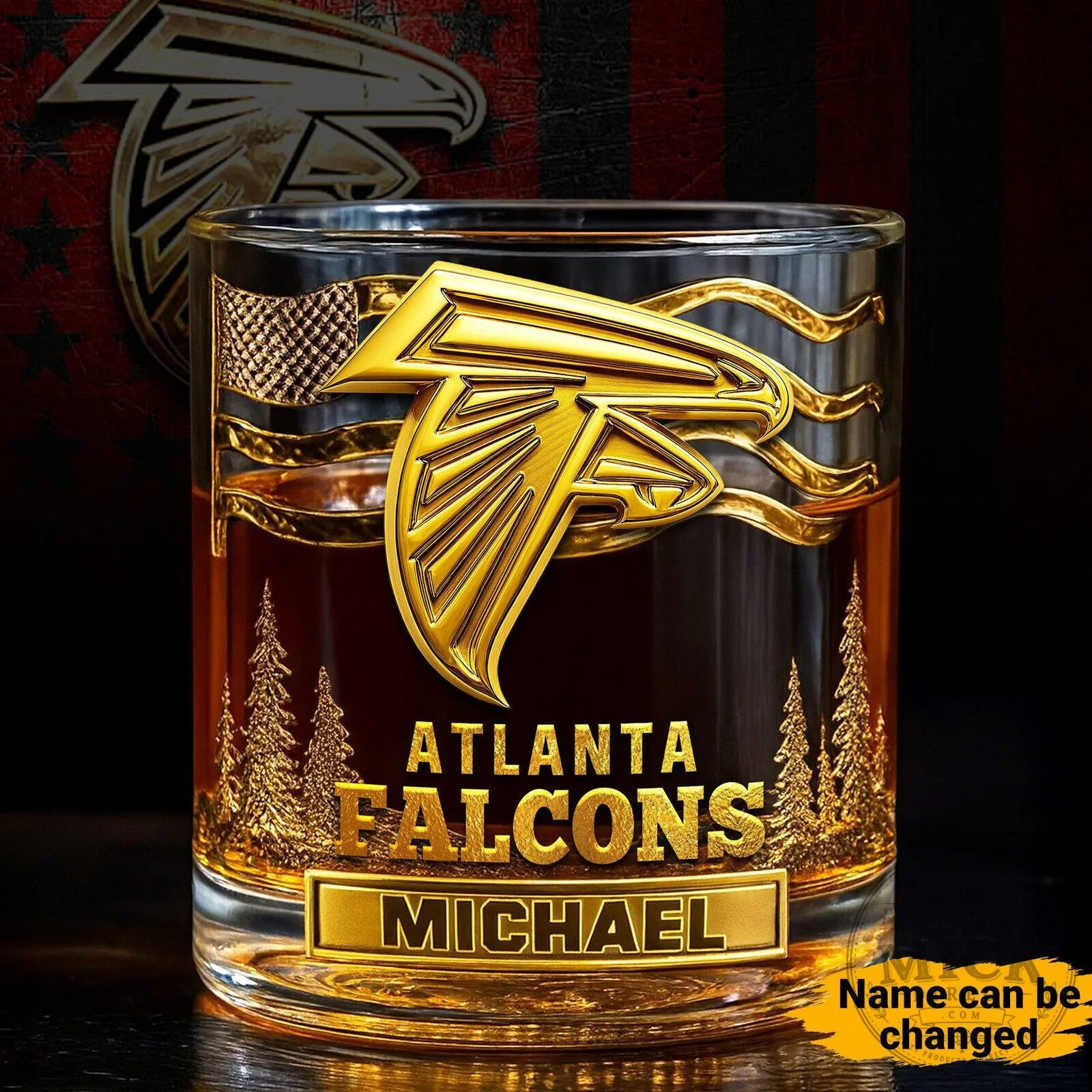 Personalized Atlanta Falcons NFL Football Team Whiskey Glass
