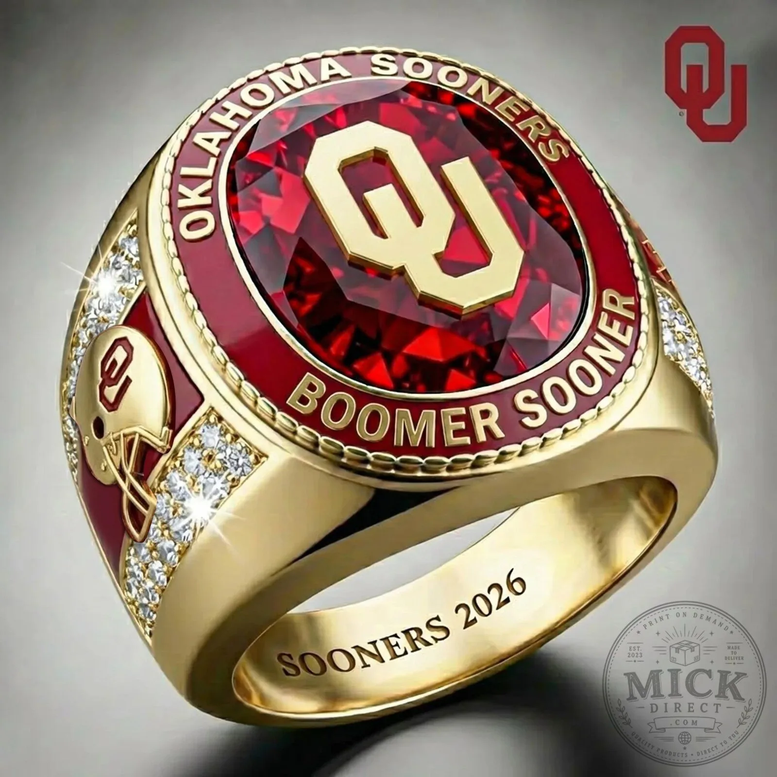 Oklahoma Sooners Boomer Sooner NCAA Football Championship Ring