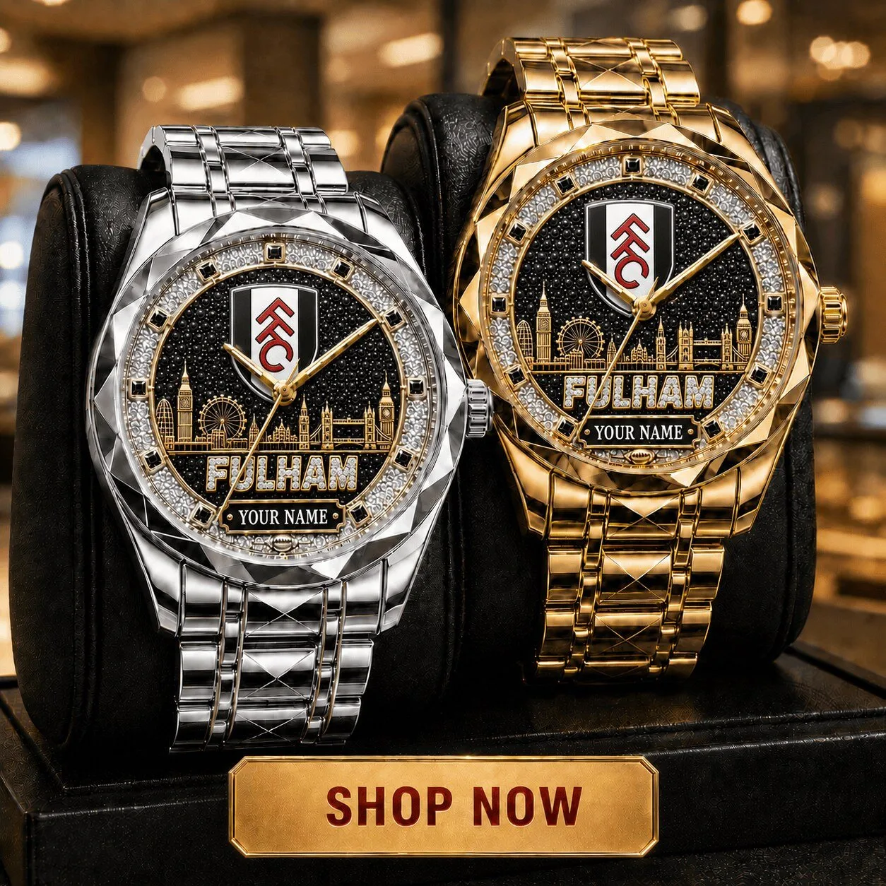 Fulham Football Club London Cityline Custom Name Gold Watch