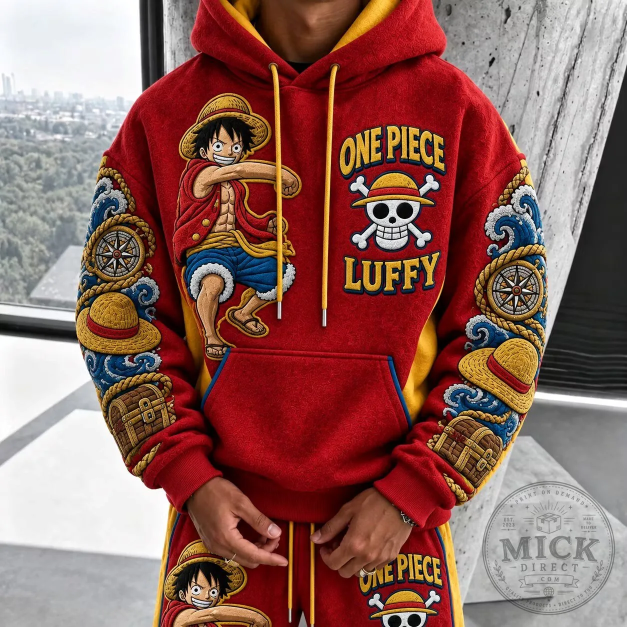 One Piece Monkey D. Luffy Red Pirate King Anime Graphic Hoodie