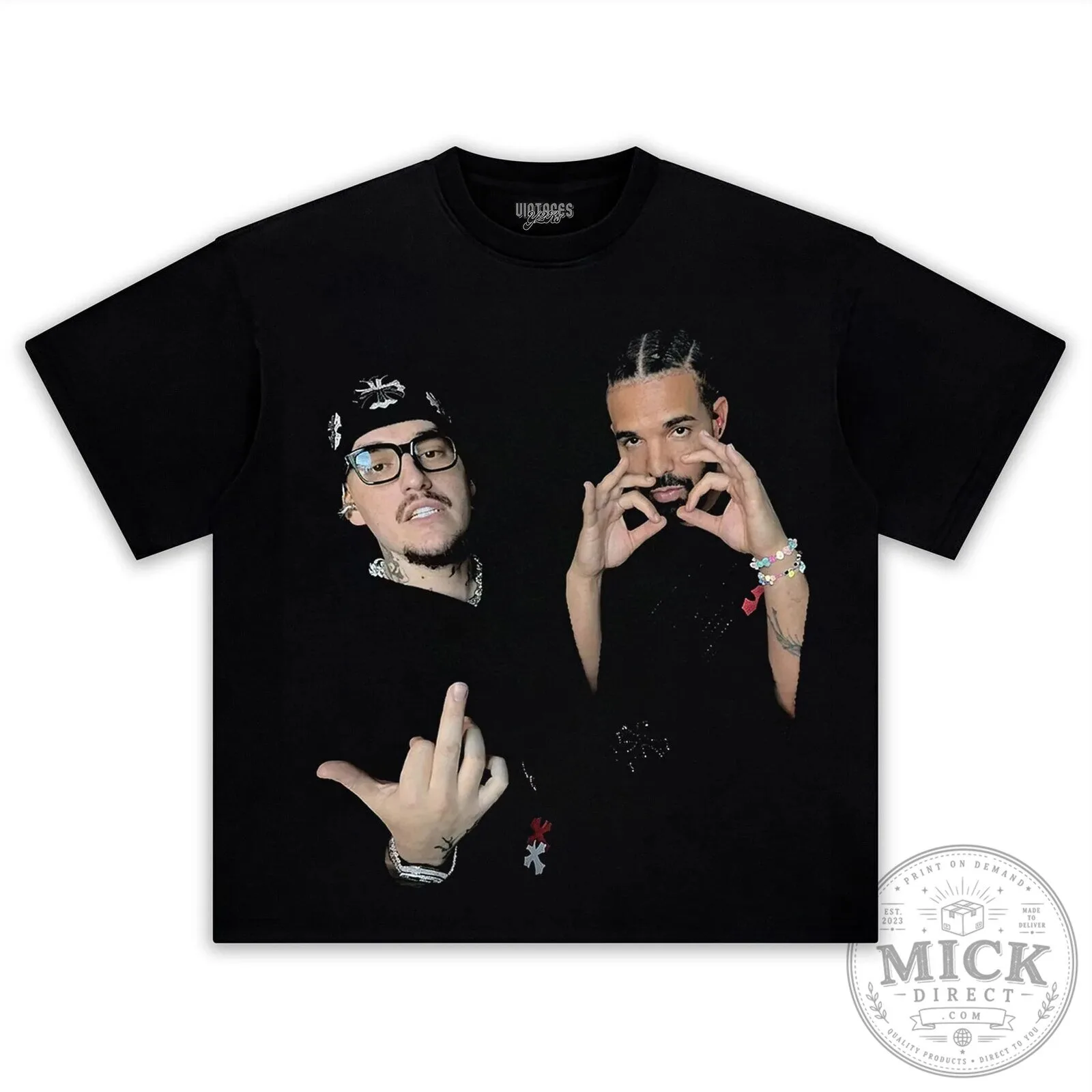 Drake and Yeat Black Graphic Print Hip Hop Music Fan T-Shirt