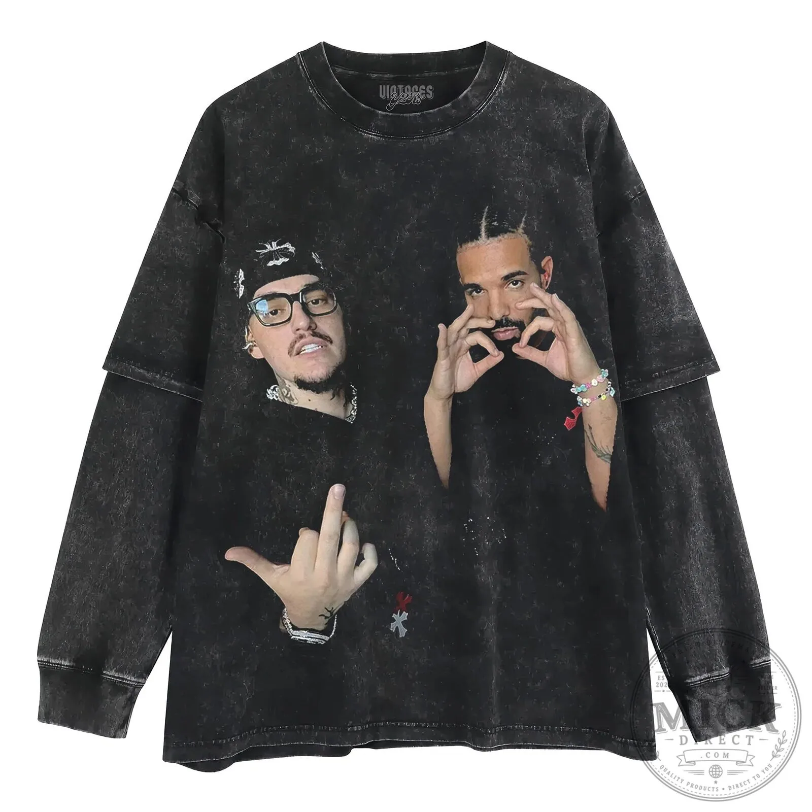 Drake and Yeat Black Graphic Print Hip Hop Music Fan T-Shirt 14 Drake and Yeat Black Graphic Print Hip Hop Music Fan T-Shirt