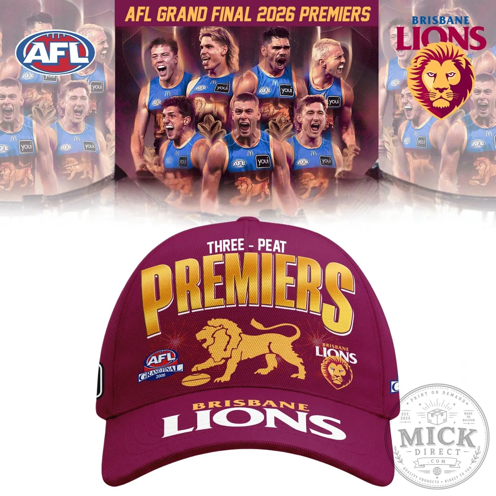 2026 Premiership Champions Half Zip Hoodie - Brisbane Lions AFL 7 2026 Premiership Champions Half Zip Hoodie - Brisbane Lions AFL