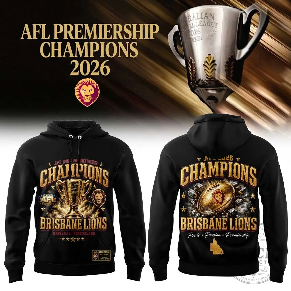 Brisbane Lions AFL Premiership Champions 2026 Black Hoodie