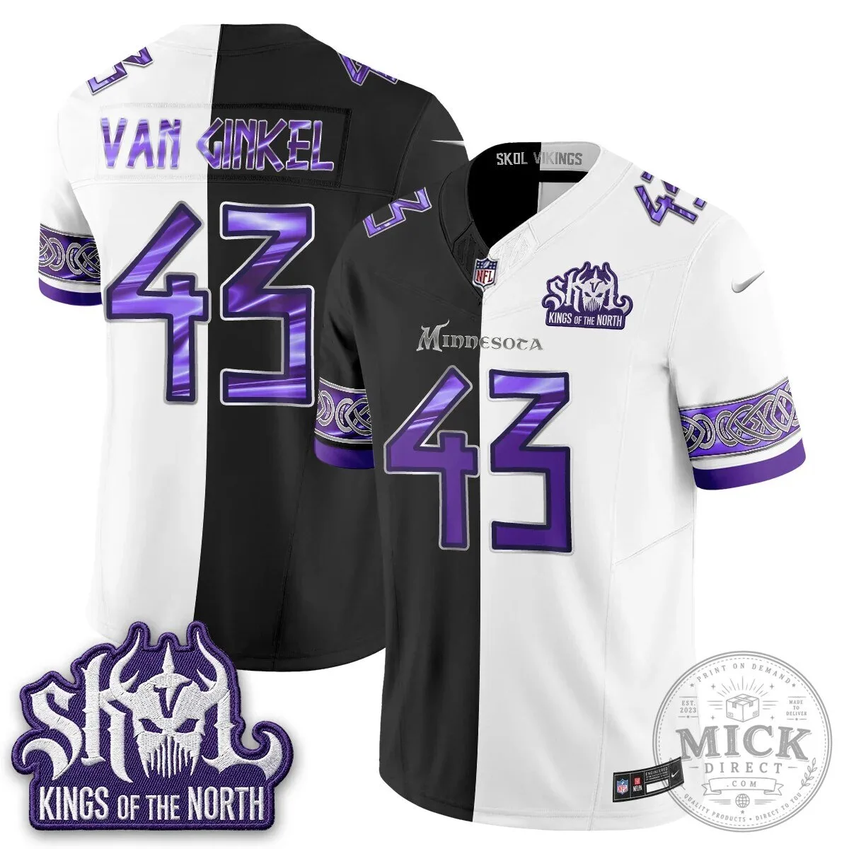 Minnesota Vikings Justin Jefferson Split Edition Football Jersey 47 Minnesota Vikings Justin Jefferson Split Edition Football Jersey