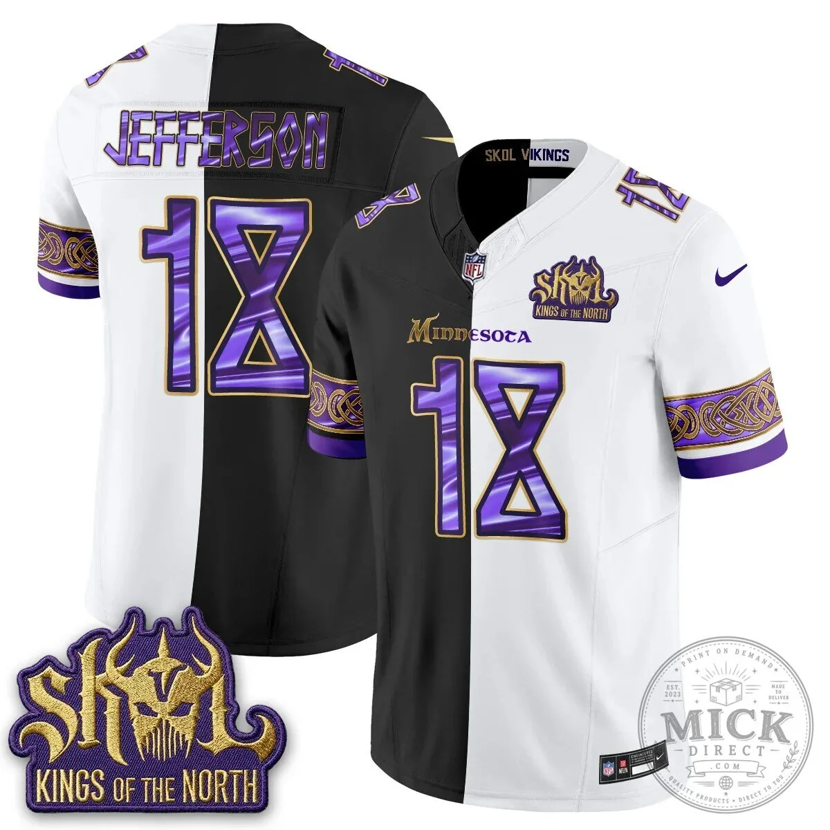Minnesota Vikings Justin Jefferson Split Edition Football Jersey 54 Minnesota Vikings Justin Jefferson Split Edition Football Jersey