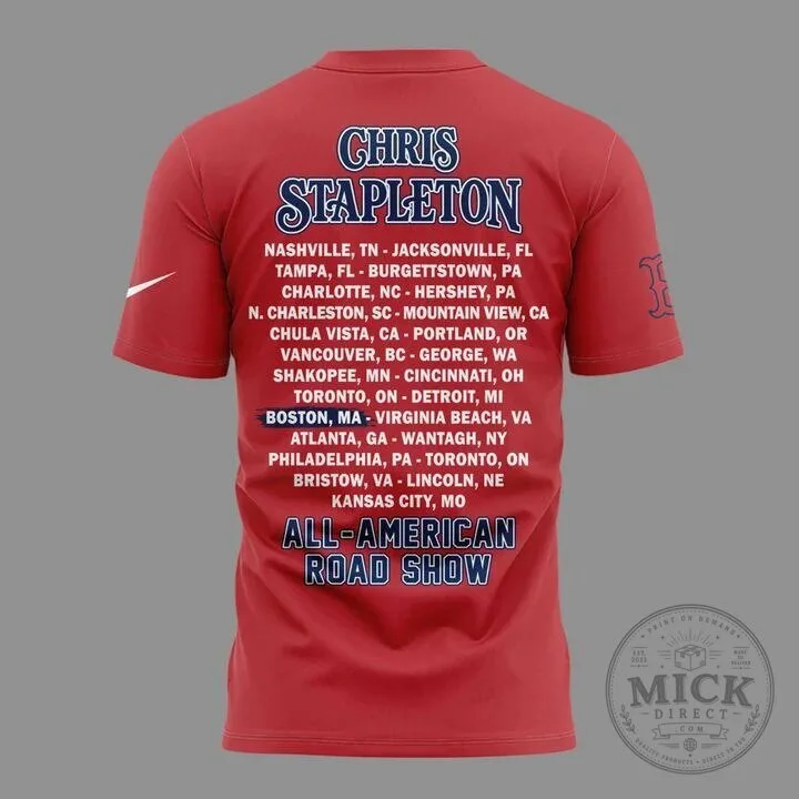 2026 Boston Red Sox T-Shirt for Chris Stapleton's All-American Road Show 9 2026 Boston Red Sox T-Shirt for Chris Stapleton