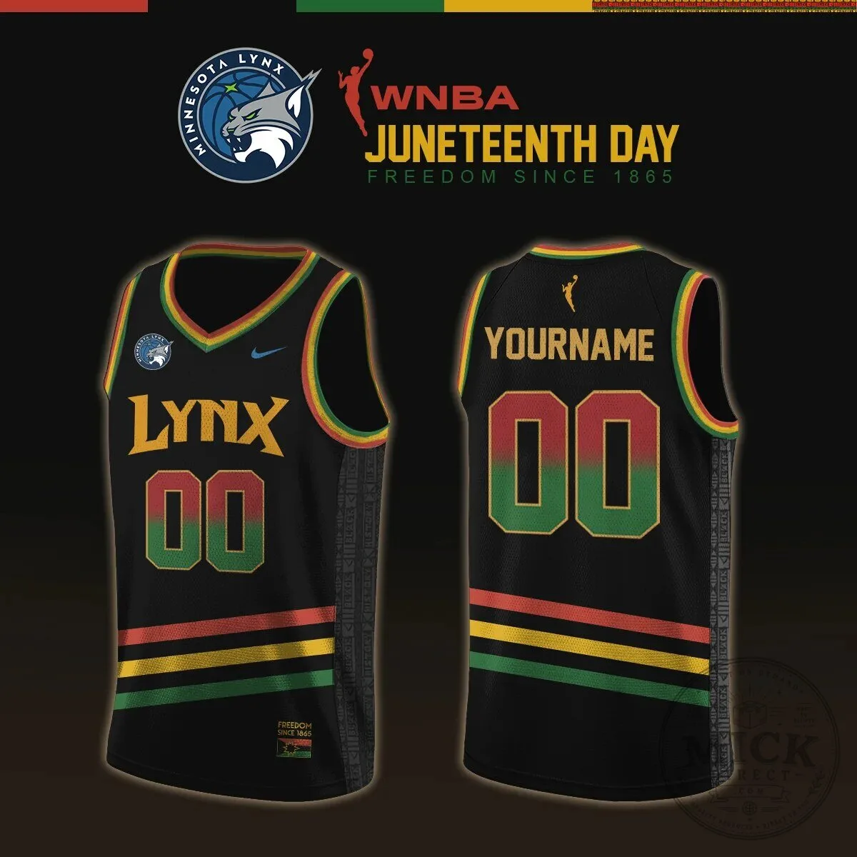 Minnesota Lynx WNBA Juneteenth Day Freedom Since 1865 Basketball Jersey