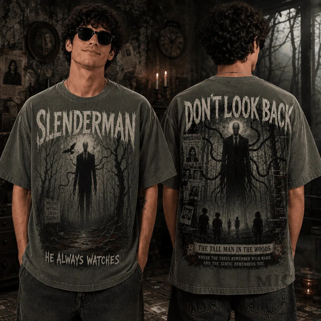 Slenderman Horror Movie Graphic Design Short Sleeve T-Shirt Slenderman Horror Movie Graphic Design Short Sleeve T-Shirt