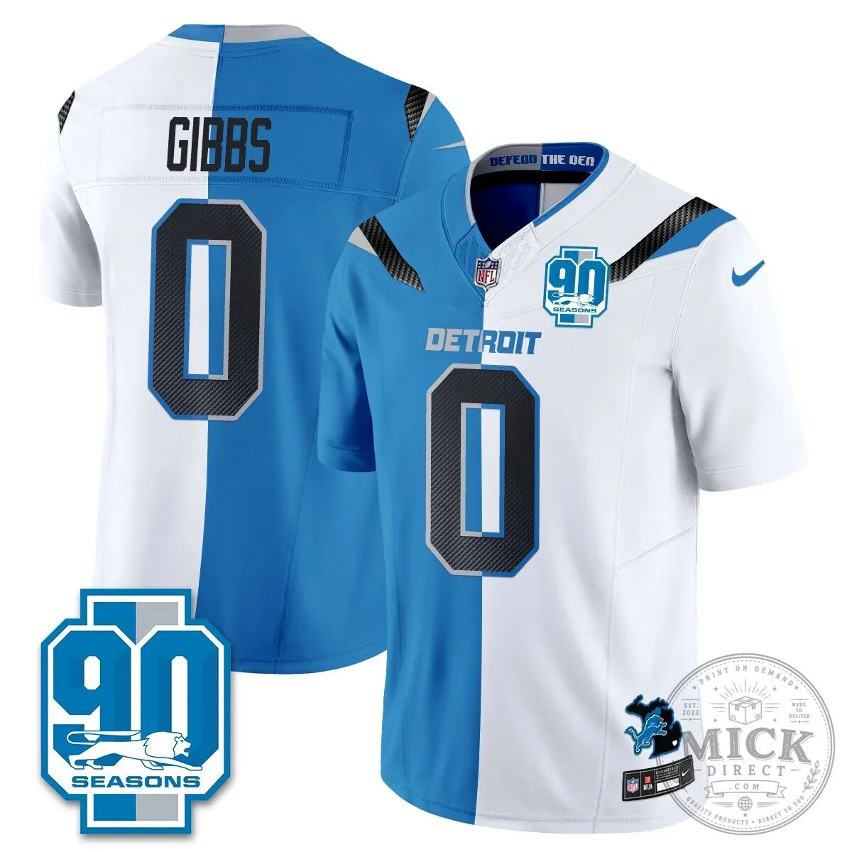 Detroit Lions Jahmyr Gibbs Number Zero Split Edition Football Jersey 94 Detroit Lions Jahmyr Gibbs Number Zero Split Edition Football Jersey