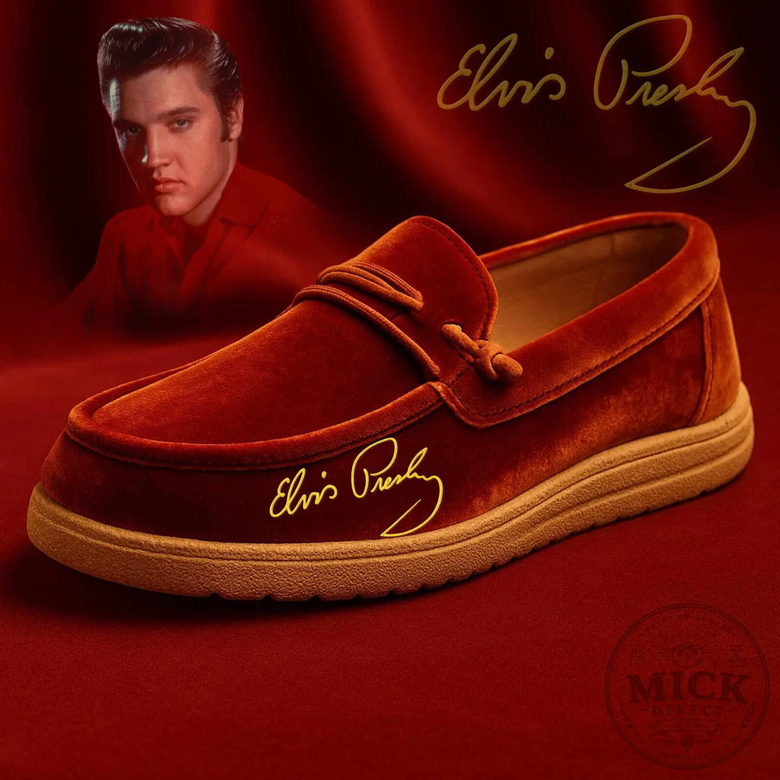 Elvis Presley Signature Red Velvet Loafer Shoes 5 Elvis Presley Signature Red Velvet Loafer Shoes