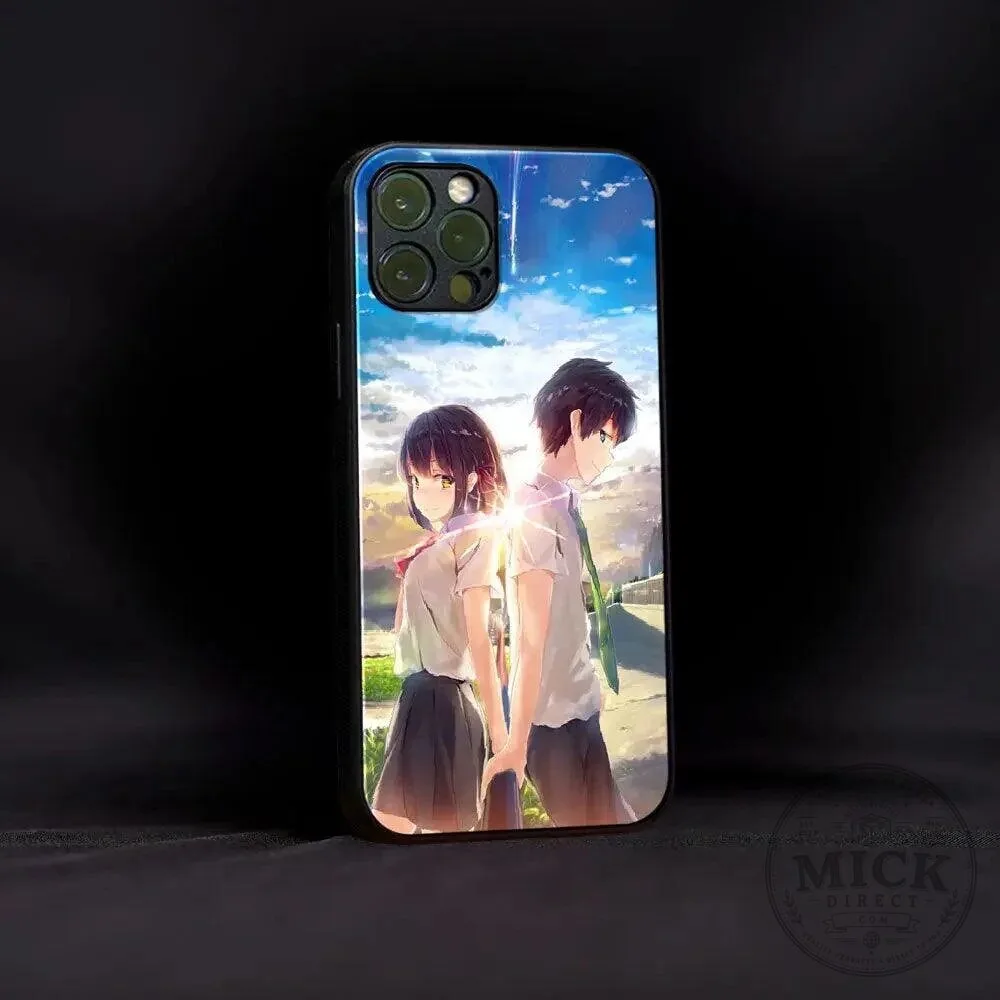 Your Name Anime Couple Standing Back to Back Artwork Phone Case