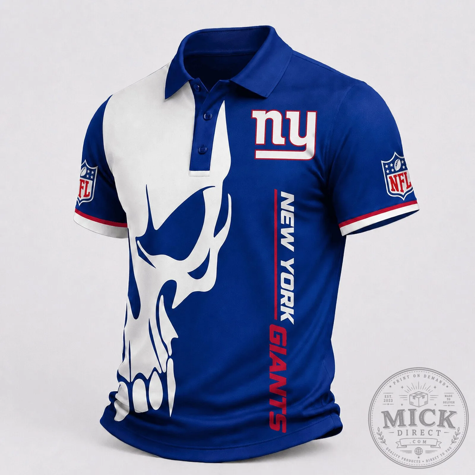 New York Giants Skull Game Day Polo Shirt for Men