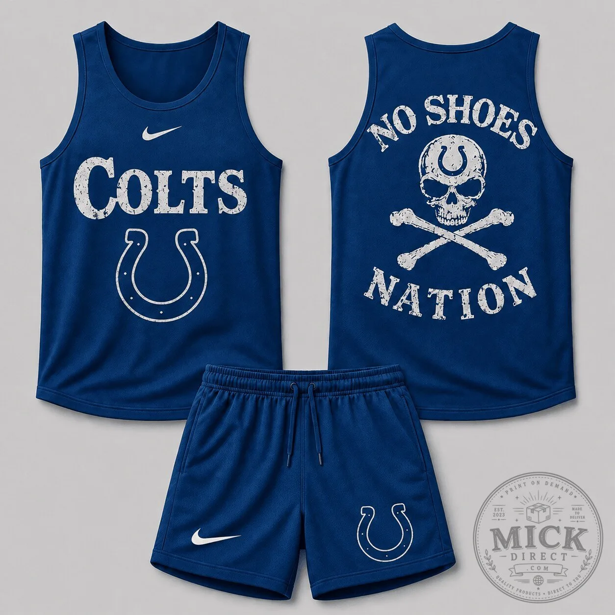 Indianapolis Colts Skull Crossbones No Shoes Nation Tank Top and Shorts Set