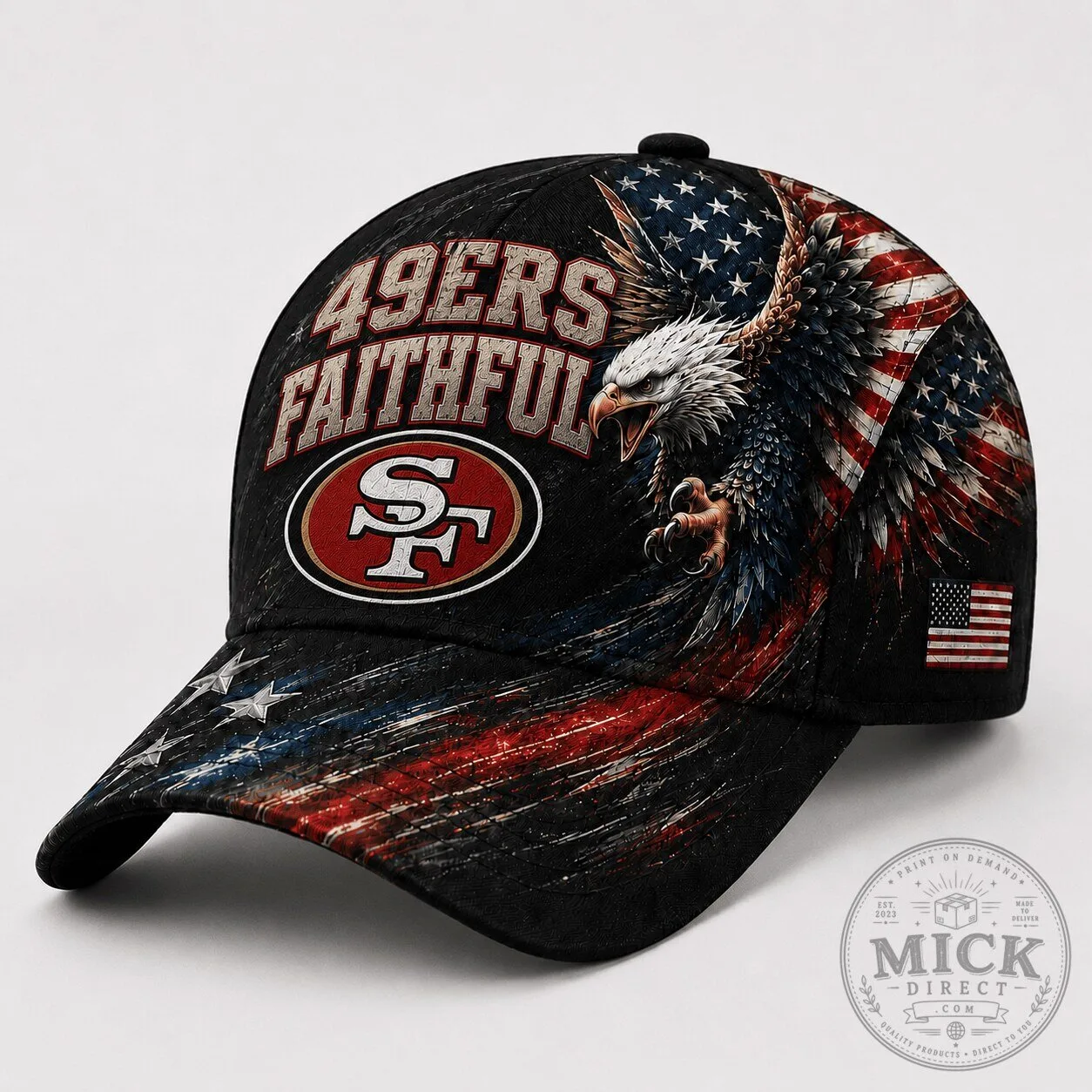 San Francisco 49ers Faithful American Flag Eagle Baseball Cap Hat