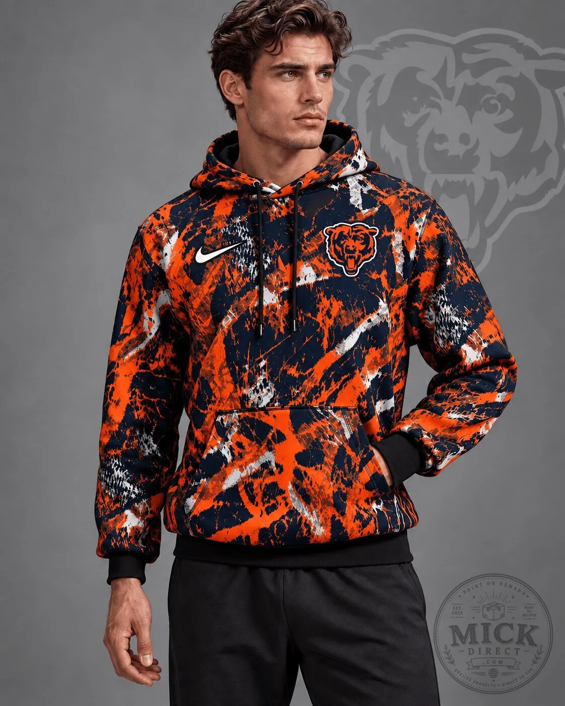 Chicago Bears National Football League Team Crest Distressed Camouflage Hoodie
