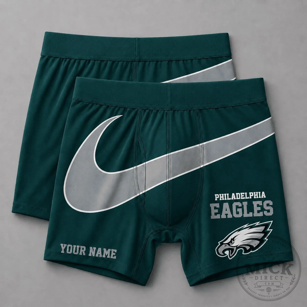 Philadelphia Eagles Fan Custom Name Dark Green Boxer Briefs for Men