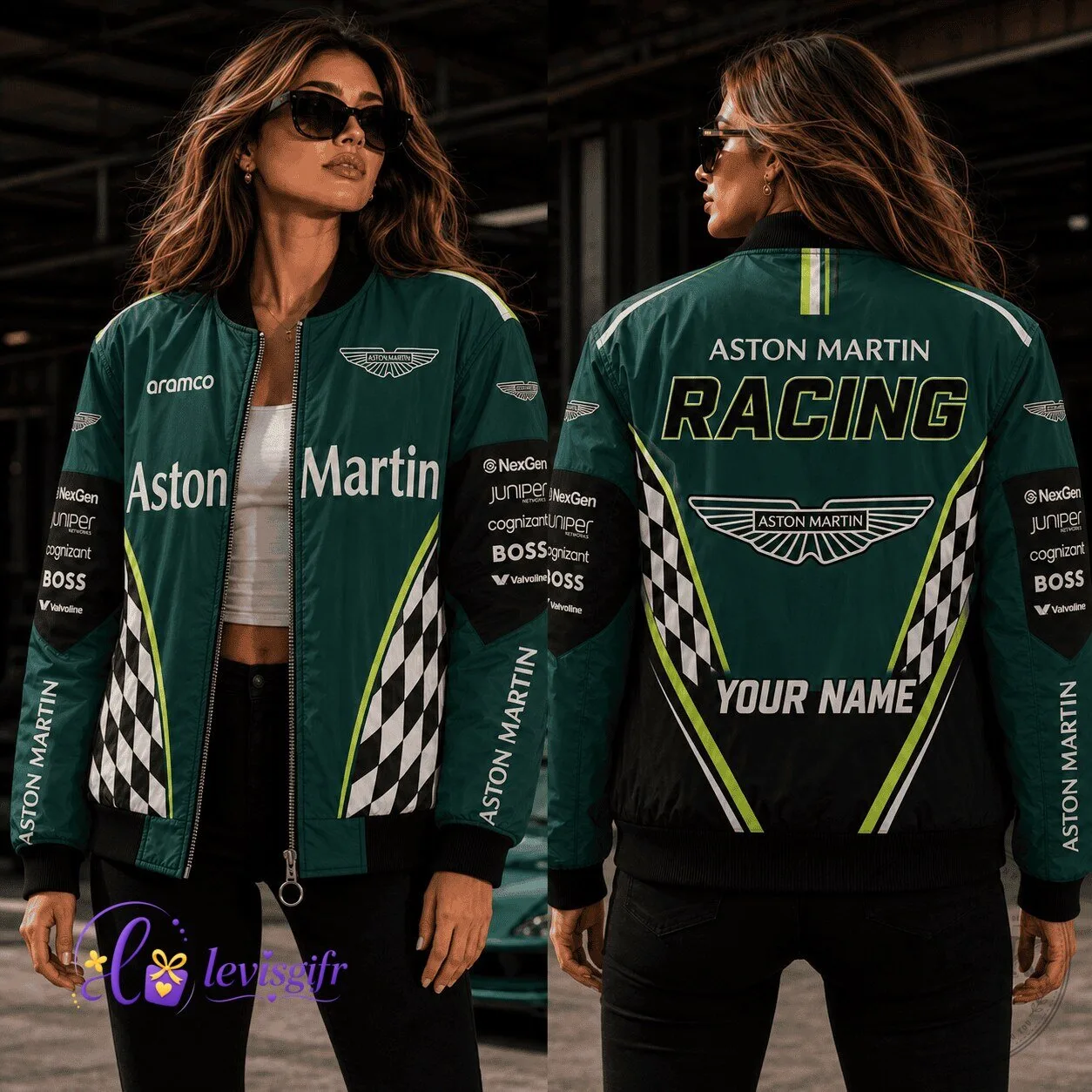 Aston Martin Racing Fan Gift Bomber Jacket Personalized for Men and Women