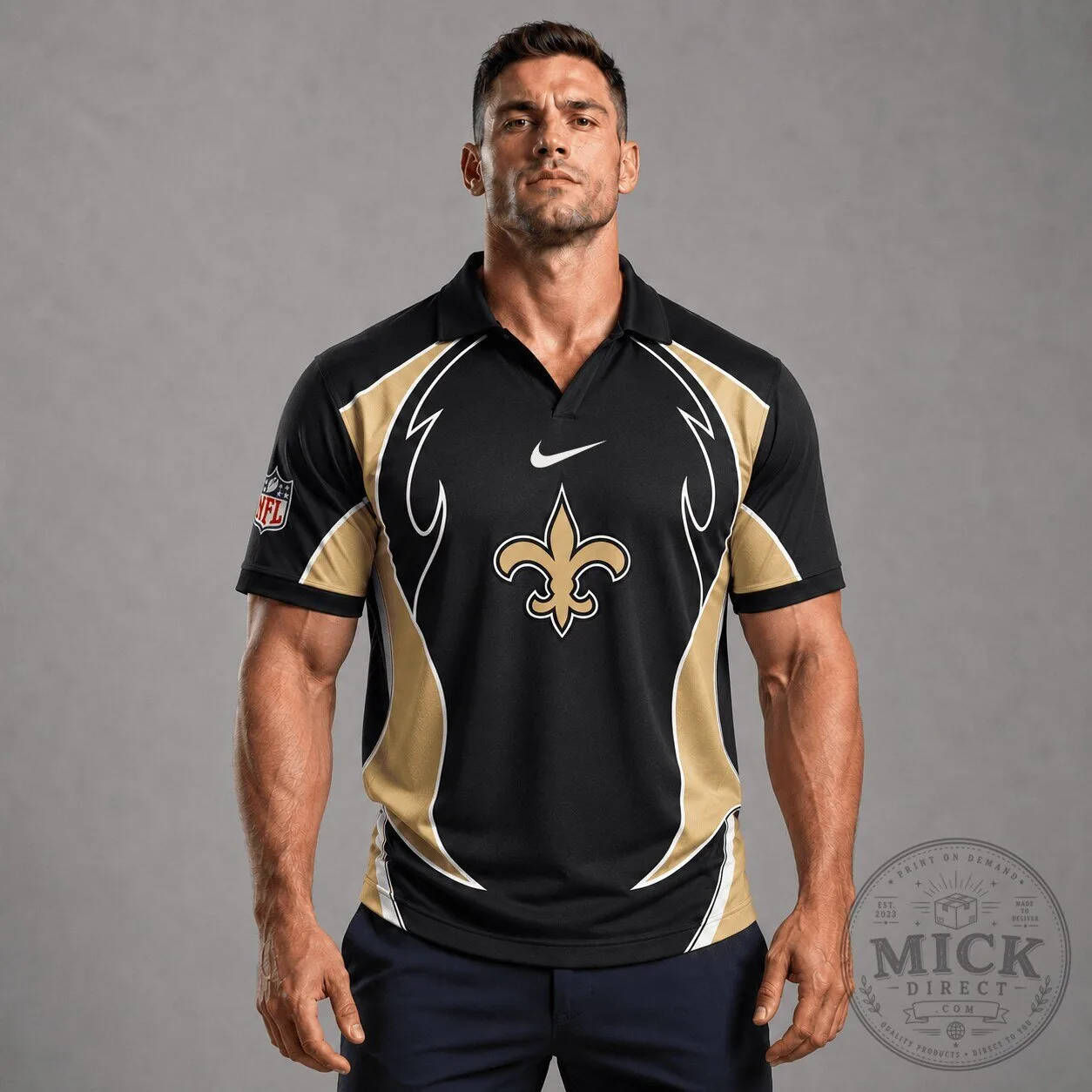New Orleans Saints Black Gold Nike Logo Performance Polo Shirt