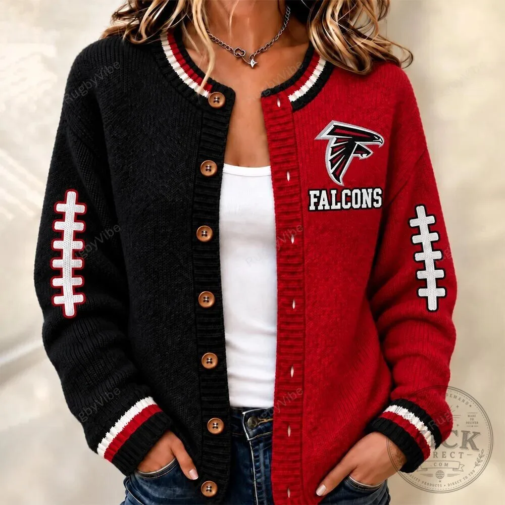 Atlanta Falcons Football Team Knit Cardigan Sweater