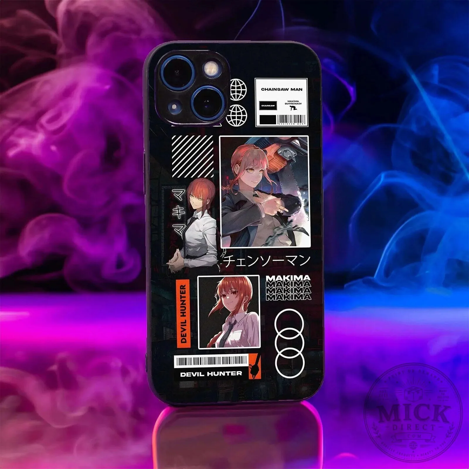 Anime Character Phone Case featuring Makima from Chainsaw Man - Devil Hunter Design