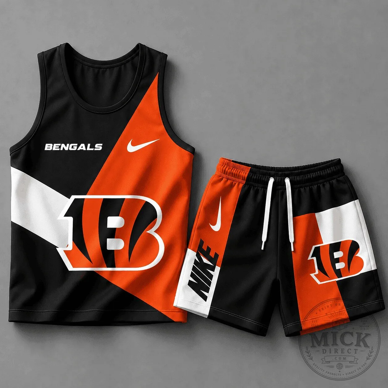 Cincinnati Bengals National Football League Color Block Athletic Tank Top and Shorts Set