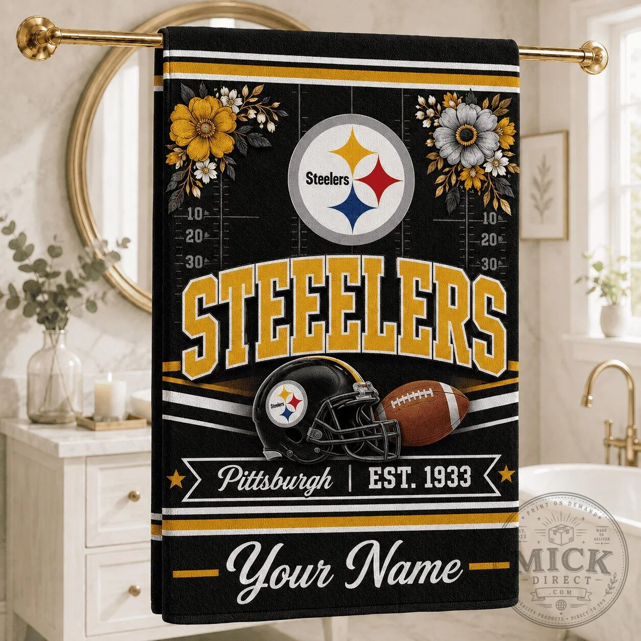 Pittsburgh Steelers Football Team Game Day Personalized Hand Towel